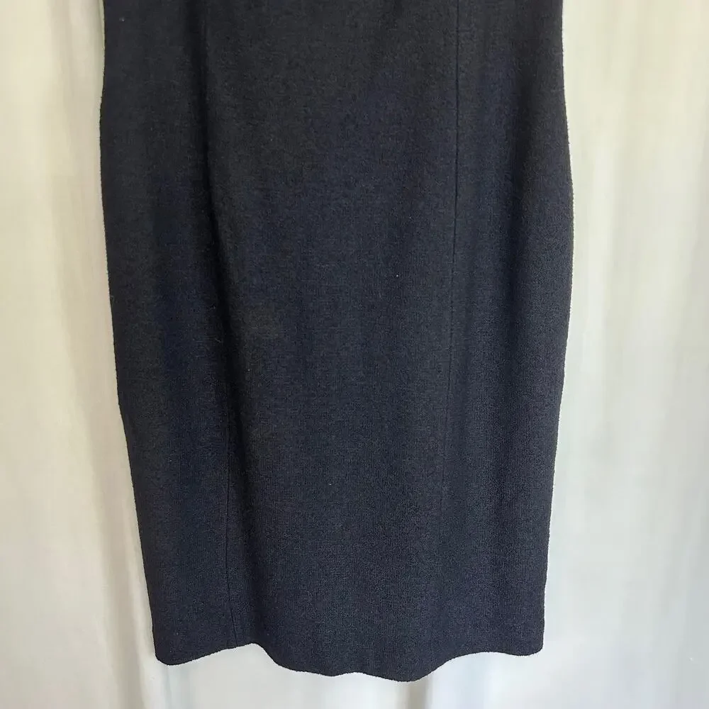 St. John Couture Black Sleeveless Twill Knit Cocktail‎ Dress Women's Size 12 HTF